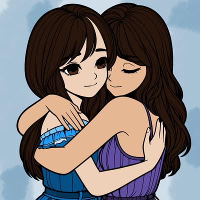 realistic girls hugging