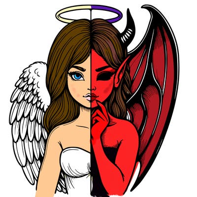 realistic angel half demon