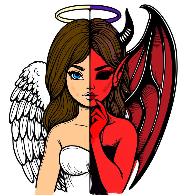 realistic angel half demon