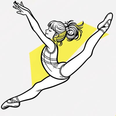 girl gymnast doing split jump