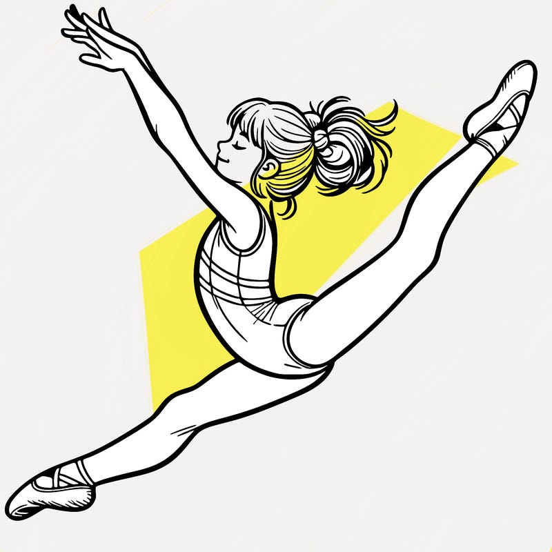 girl gymnast doing split jump