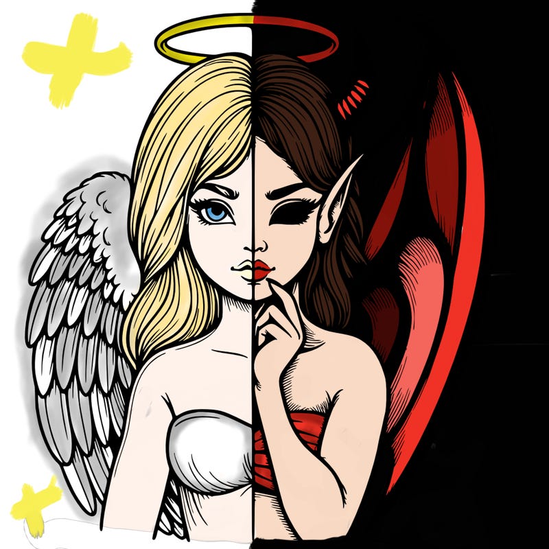 realistic angel half demon