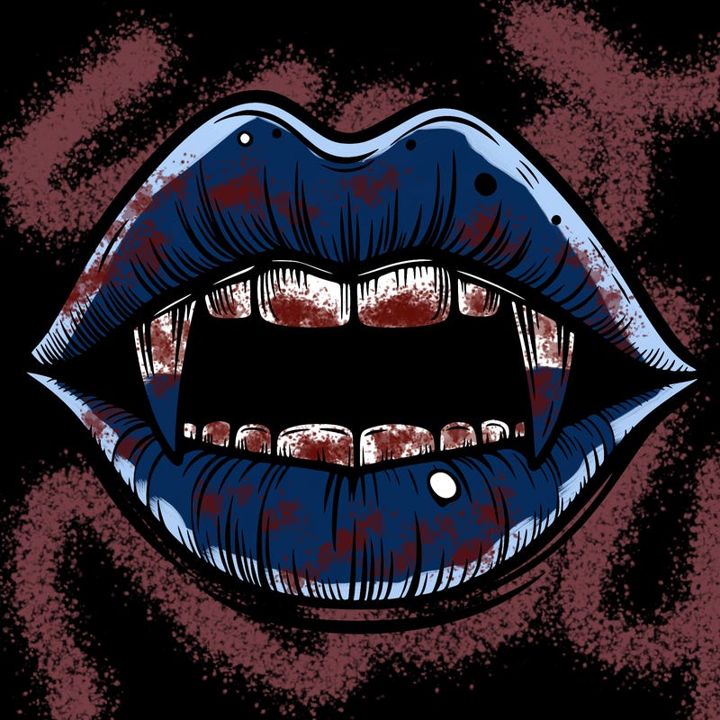 lips with vampire teeth