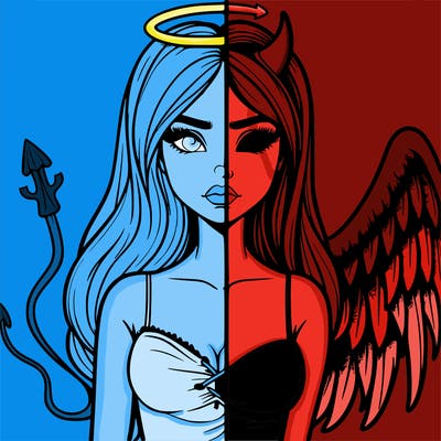 devil vs angel realistic girl
