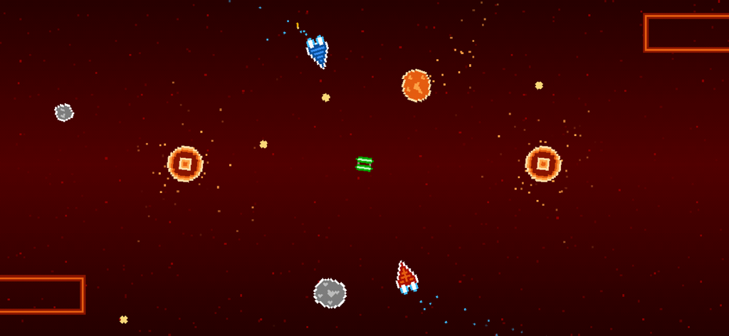 Astro Party - Astro Party gameplay showing retro pixel art ships in a space arena