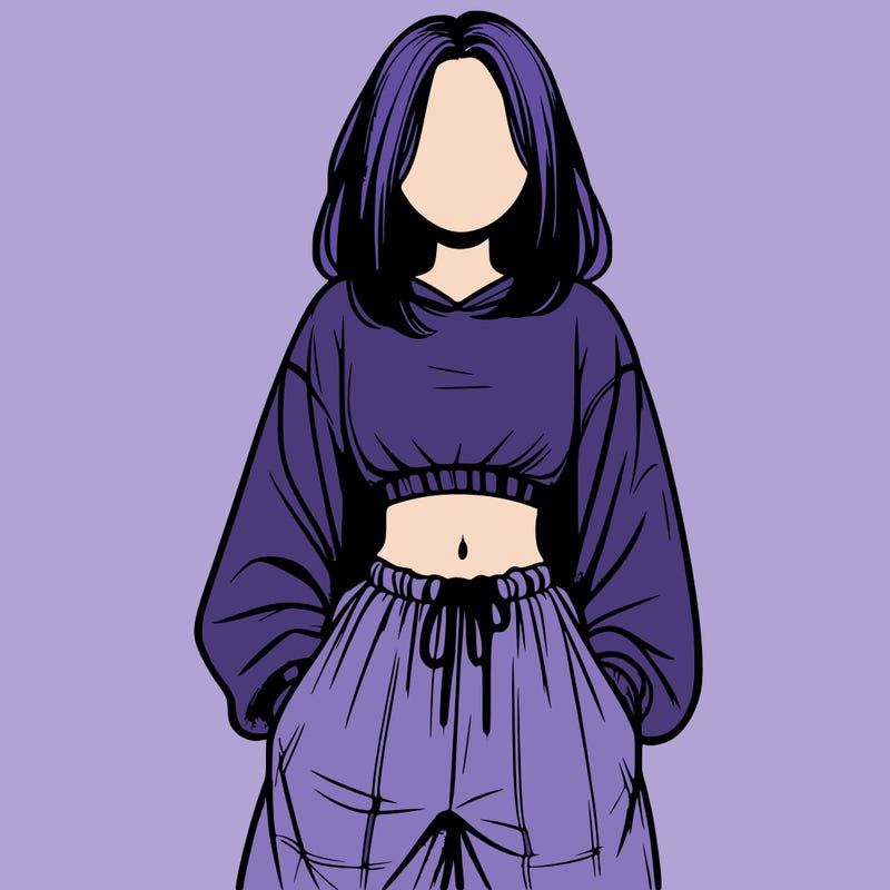 realistic girl faceless with baggy pants and a crop top