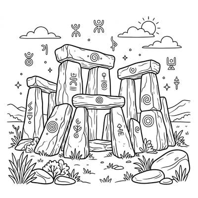 Uncover the mysteries of ancient civilizations with this engaging megalithic temples coloring page designed just for kids. Perfect for young historians, it offers a wonderful way to explore prehistoric wonders through creative expression.