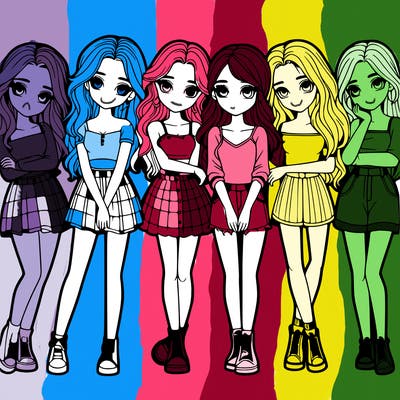 a group of girls realistic