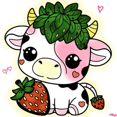 cute strawberry cow