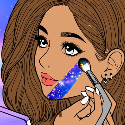 a realistic girl doing her makeup