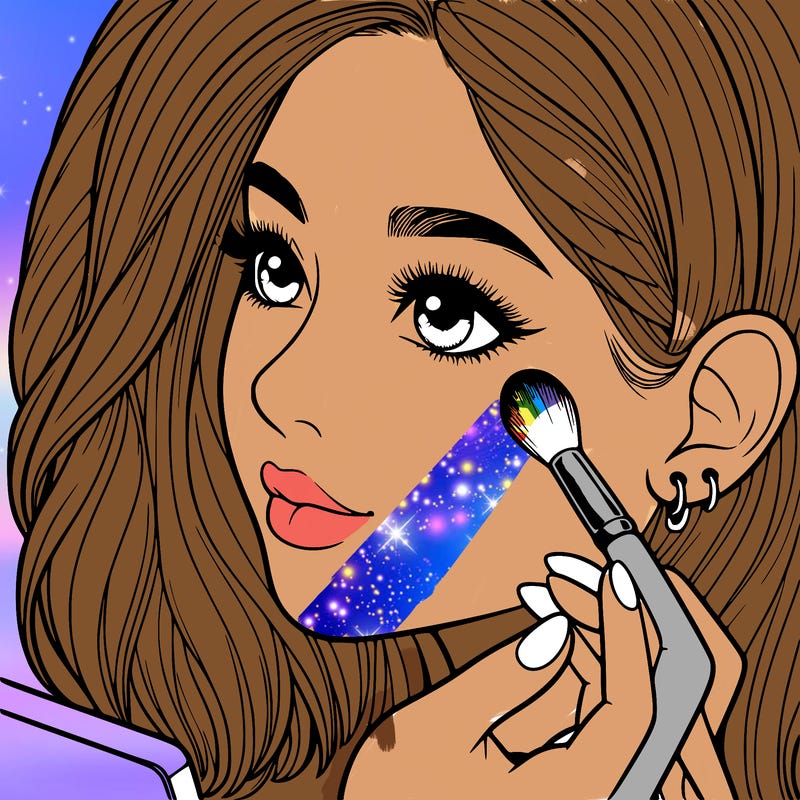 a realistic girl doing her makeup