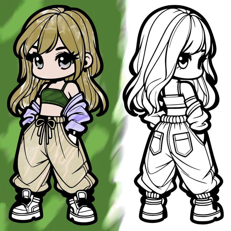 girl in crop top and baggy pants