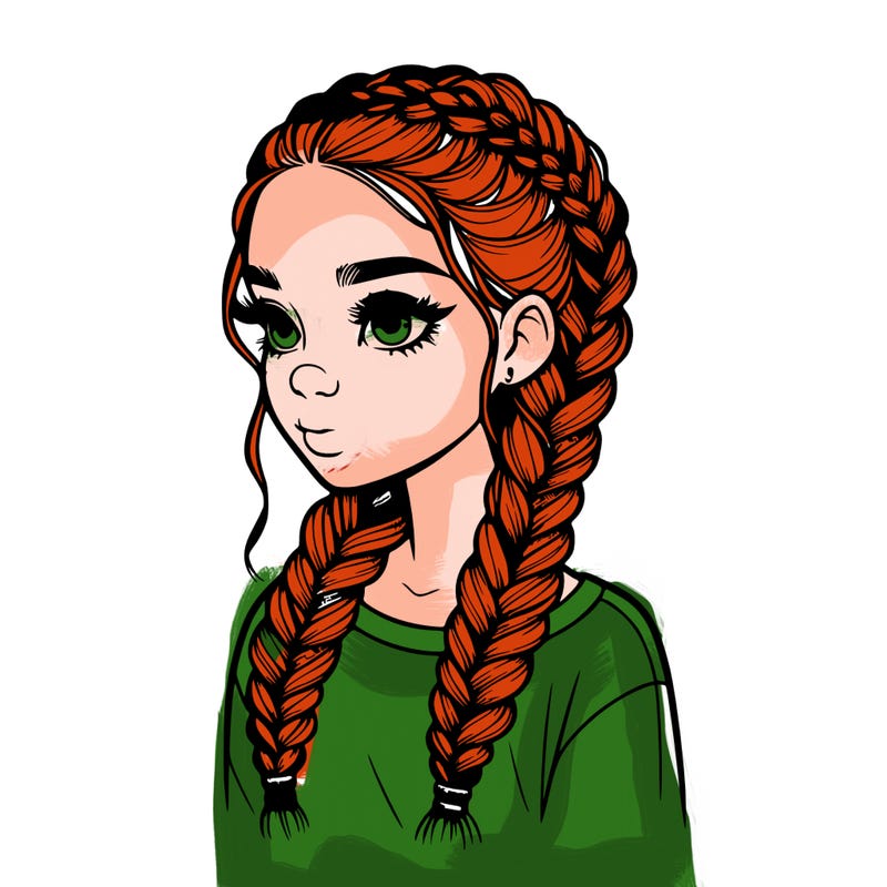 realistic girl with braids