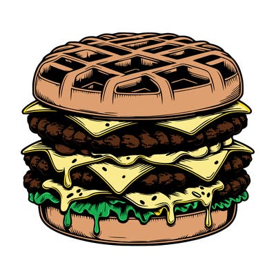 realistic waffle burger