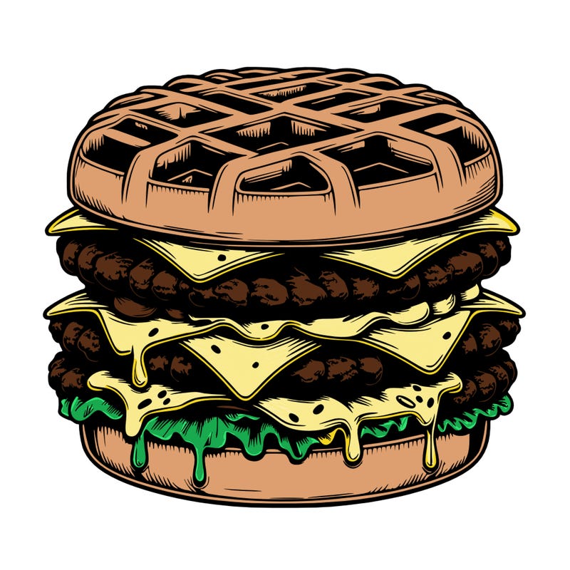 realistic waffle burger