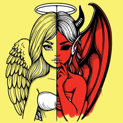 realistic angel half demon