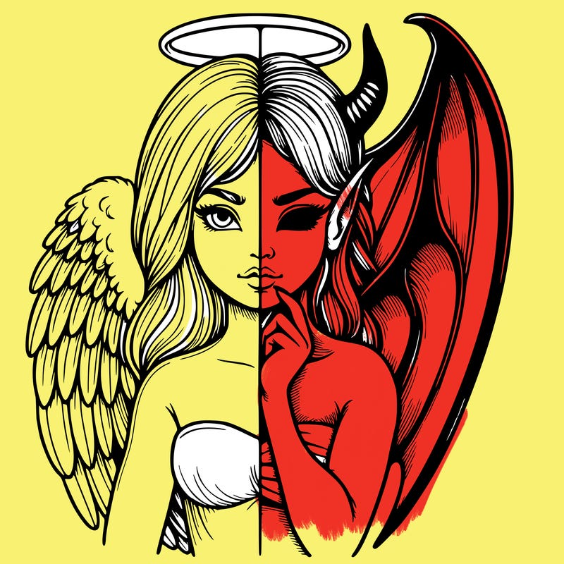 realistic angel half demon