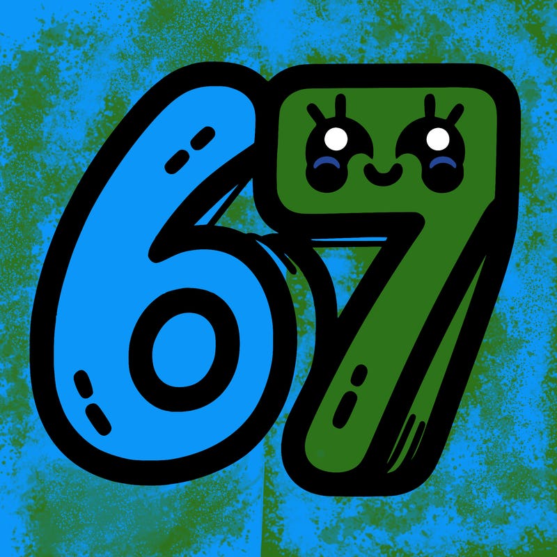 the numbers 67