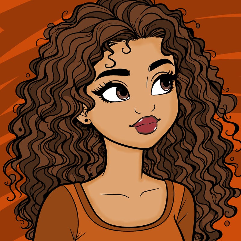 realistic girl with curly hair