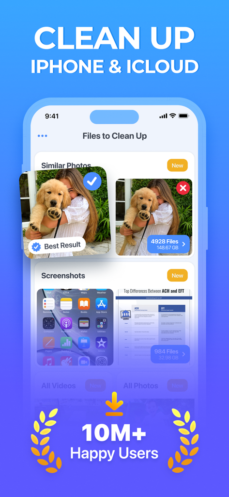iKit Cleaner app interface for cleaning up similar photos and screenshots on iPhone