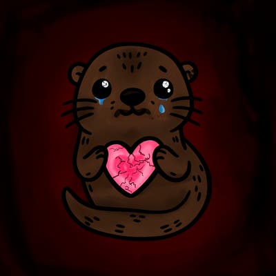 otter with a heart