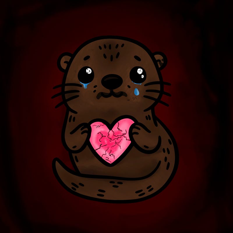 otter with a heart