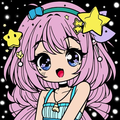 cute anime girl with star accessories