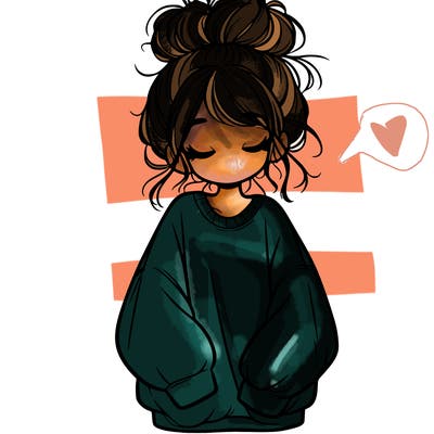 girl with baggy sweatshirt and messy bun
