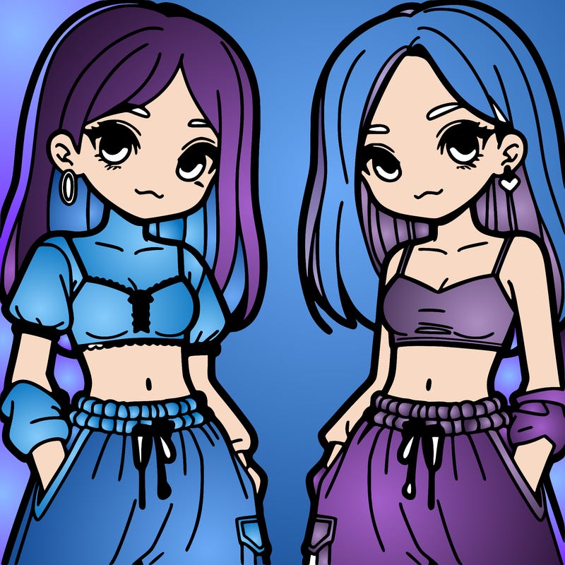 two girls with crop top with baggy pants