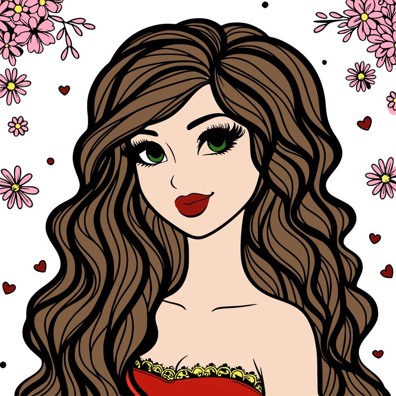 pretty woman with long wavy hair