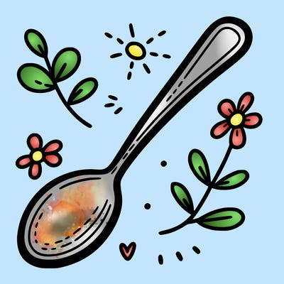 spoon, simple, easy to color