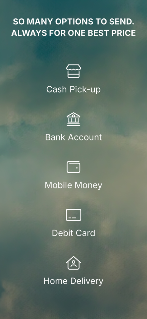 International money transfer payout options in the Sendvalu app