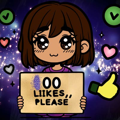 a girl with a sign saying 100 likes, please