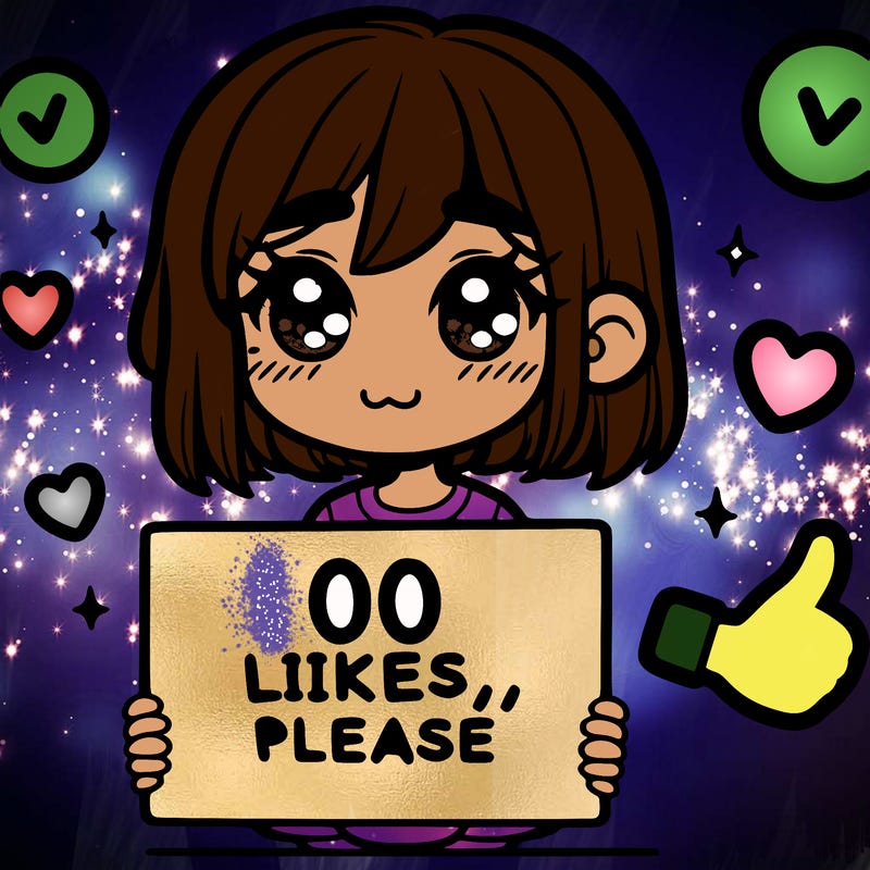 a girl with a sign saying 100 likes, please