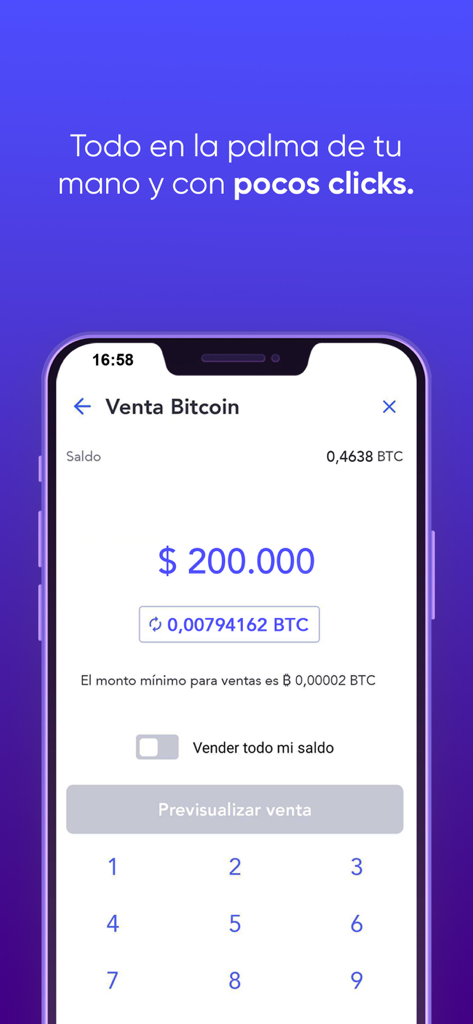 Buda.com - Buda.com mobile app screen showing how to sell Bitcoin