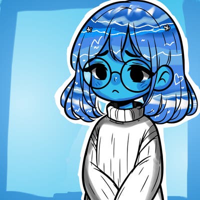 sad girl with glasses in a sweater