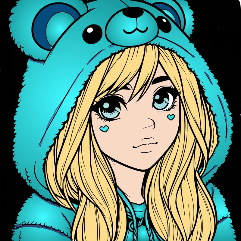 realistic girl in a bear hoodie