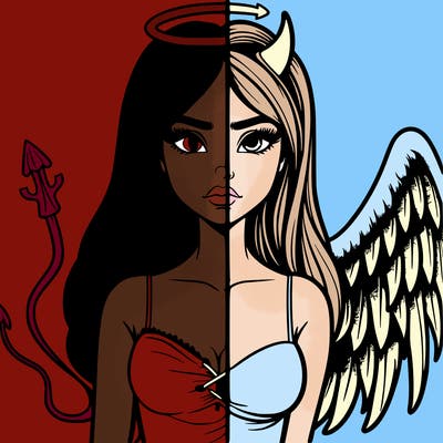 devil vs angel realistic girl