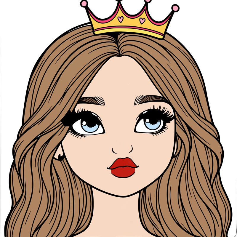 a realistic girl with a crown on