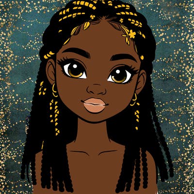 a realistic black girl with braids