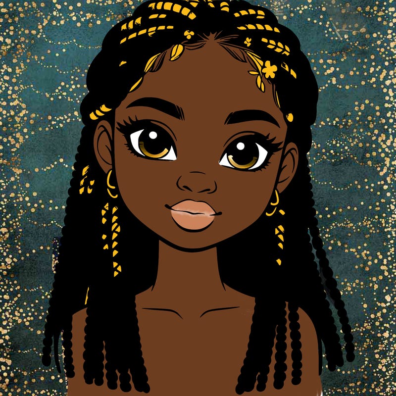 a realistic black girl with braids