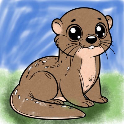 otter, big eyes, full body