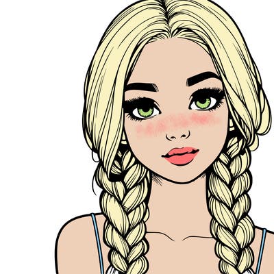 realistic girl with braids