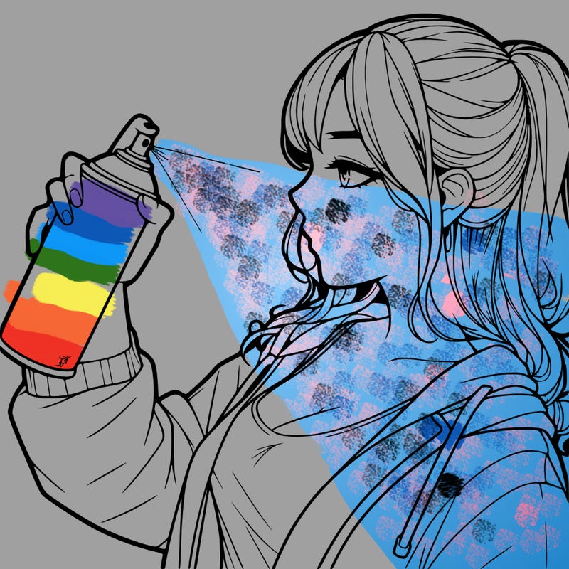 a realistic girl spray, painting