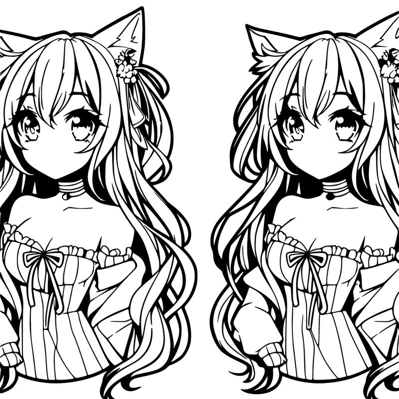 an anime cat girl with long hair