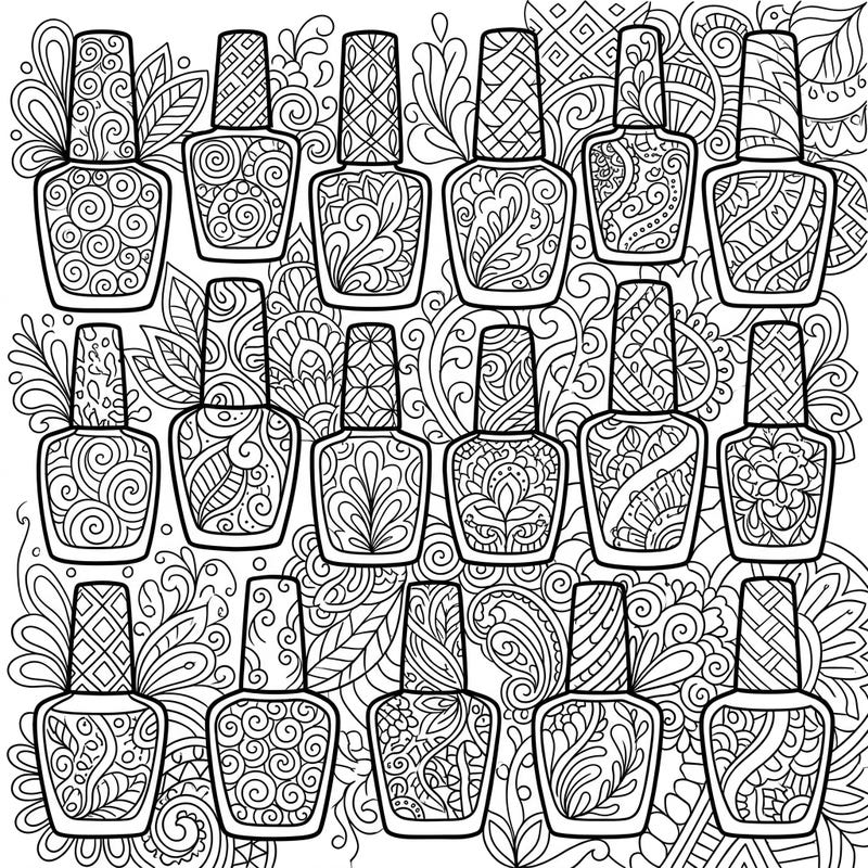 Dive into a world of intricate beauty with this unique Zentangle Nail Polish coloring page. Perfect for those who love detailed designs and the relaxing rhythm of creative expression.