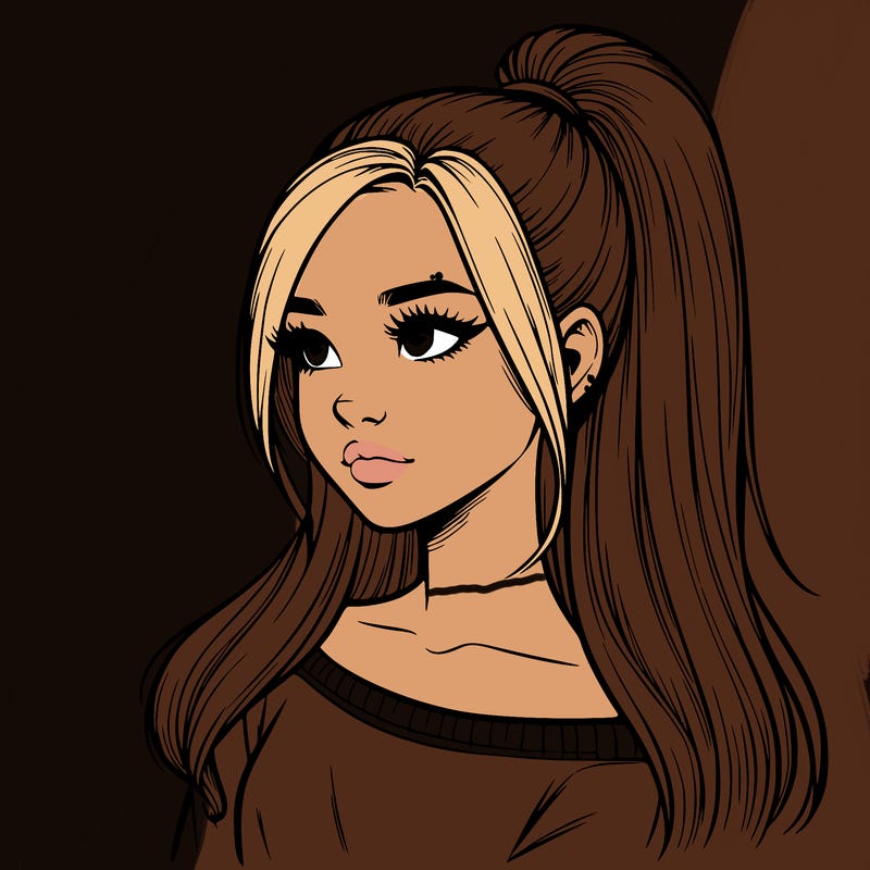 realistic girl with a high ponytail