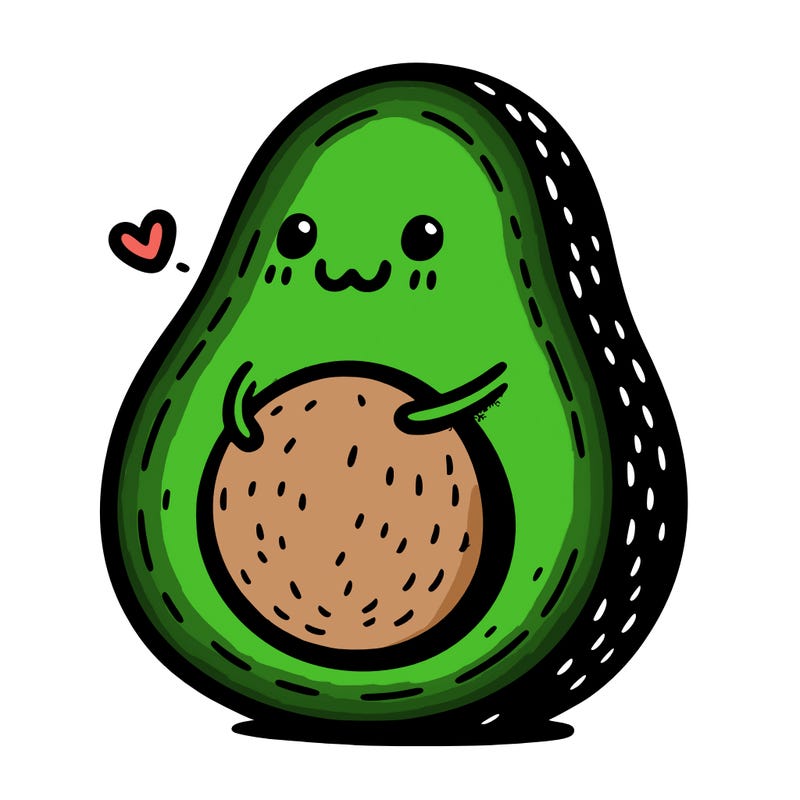an avocado hugging an avocado