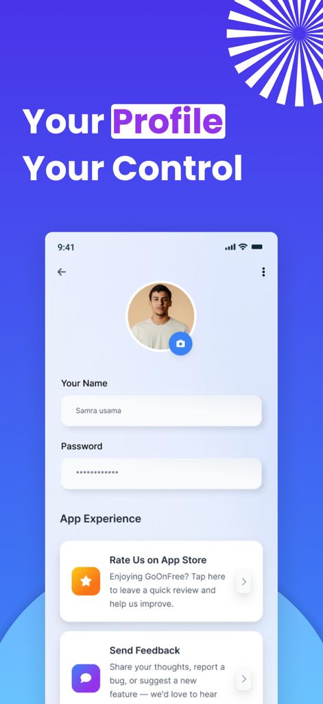 GoonFree - Stop Gooning & Porn - Tela de perfil de usuário do aplicativo GoonFree mostrando nome e opções de conta