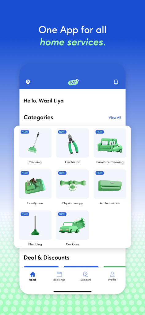 Good Guys - Good Guys app home screen with categories for home maintenance services